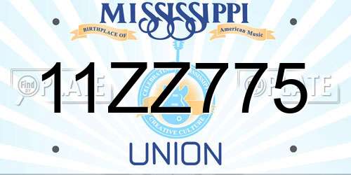11ZZ775 Mississippi License Plate