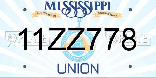 11ZZ778 Mississippi License Plate