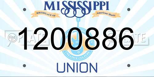 1200886 Mississippi License Plate