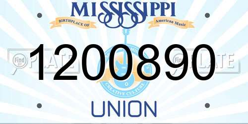 1200890 Mississippi License Plate