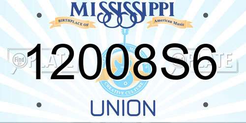 12008S6 Mississippi License Plate