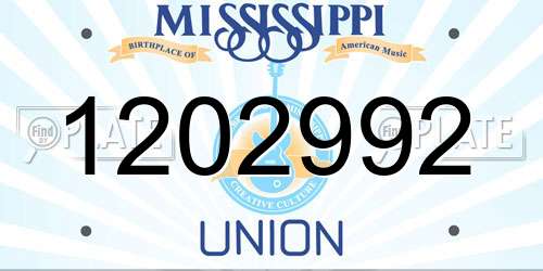 1202992 Mississippi License Plate