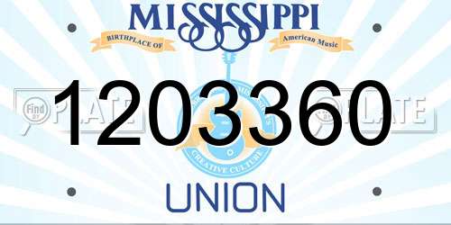1203360 Mississippi License Plate