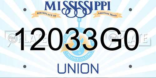 12033G0 Mississippi License Plate