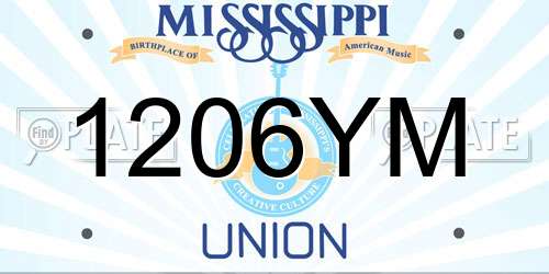 1206YM Mississippi License Plate
