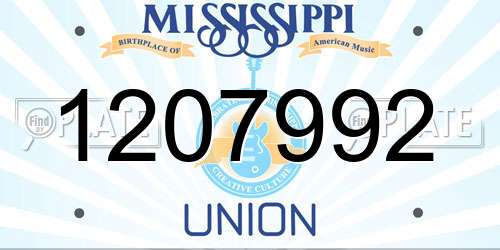 1207992 Mississippi License Plate