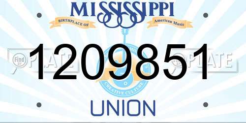 1209851 Mississippi License Plate