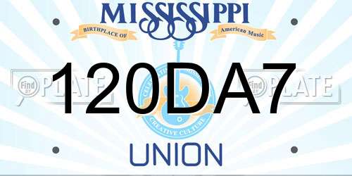 120DA7 Mississippi License Plate