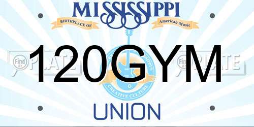 120GYM Mississippi License Plate