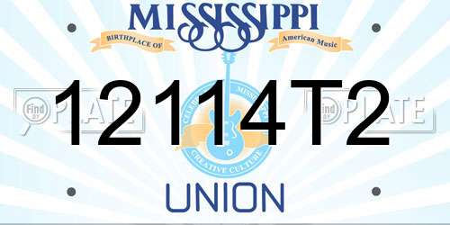 12114T2 Mississippi License Plate