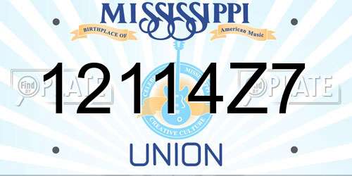 12114Z7 Mississippi License Plate