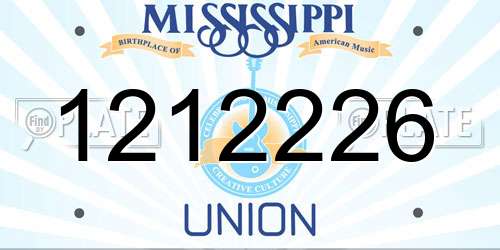 1212226 Mississippi License Plate