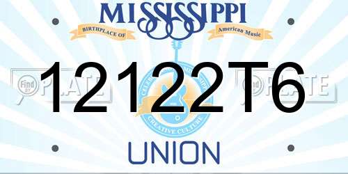 12122T6 Mississippi License Plate