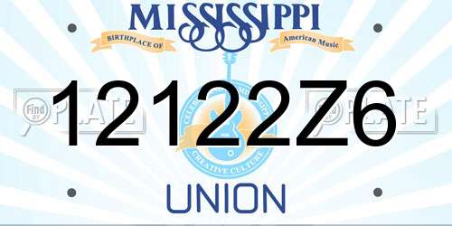 12122Z6 Mississippi License Plate