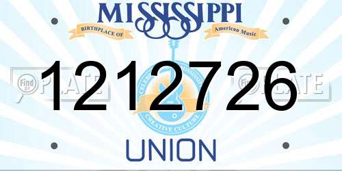 1212726 Mississippi License Plate