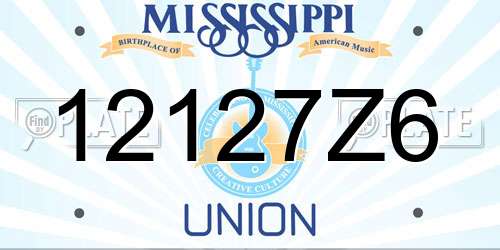 12127Z6 Mississippi License Plate