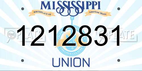 1212831 Mississippi License Plate