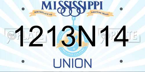 1213N14 Mississippi License Plate