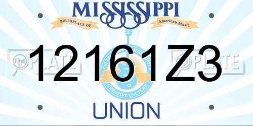 12161Z3 Mississippi License Plate