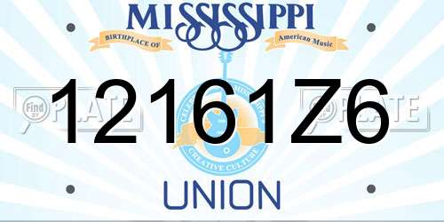 12161Z6 Mississippi License Plate