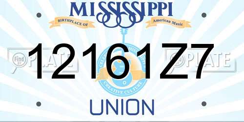 12161Z7 Mississippi License Plate