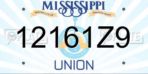 12161Z9 Mississippi License Plate