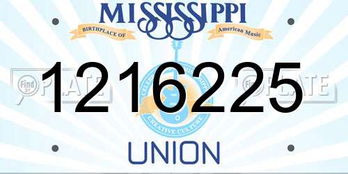 1216225 Mississippi License Plate