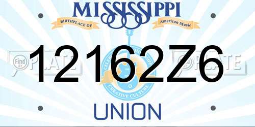 12162Z6 Mississippi License Plate