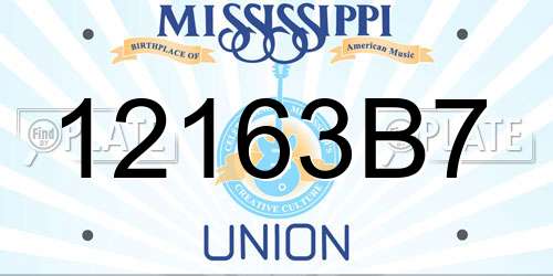12163B7 Mississippi License Plate