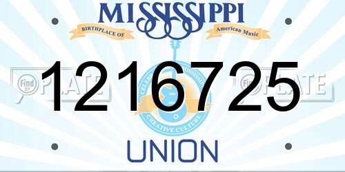 1216725 Mississippi License Plate