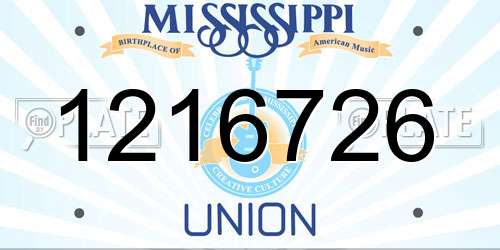 1216726 Mississippi License Plate