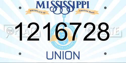 1216728 Mississippi License Plate