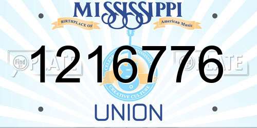 1216776 Mississippi License Plate