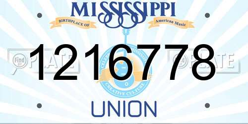 1216778 Mississippi License Plate