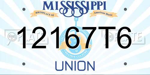 12167T6 Mississippi License Plate