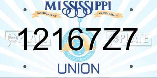 12167Z7 Mississippi License Plate