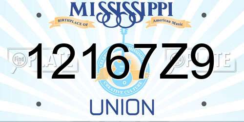 12167Z9 Mississippi License Plate