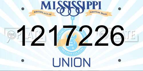 1217226 Mississippi License Plate