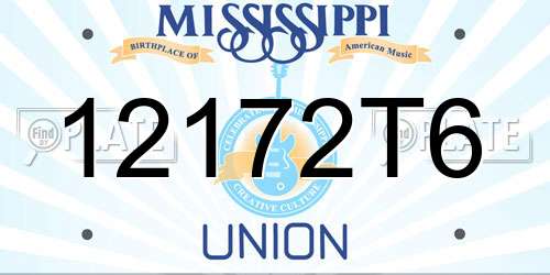 12172T6 Mississippi License Plate
