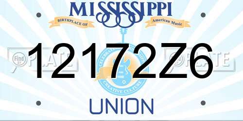 12172Z6 Mississippi License Plate