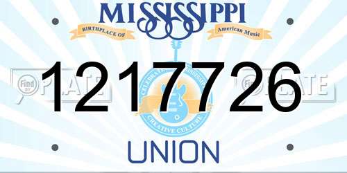 1217726 Mississippi License Plate