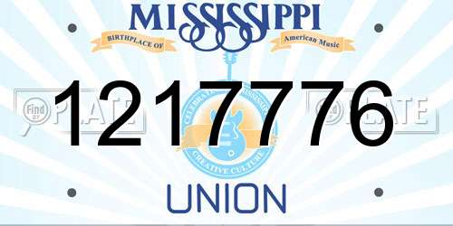1217776 Mississippi License Plate
