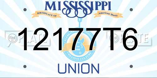 12177T6 Mississippi License Plate