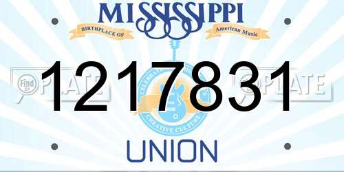 1217831 Mississippi License Plate