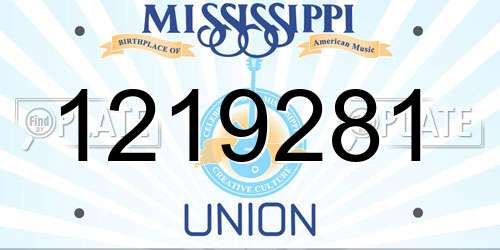 1219281 Mississippi License Plate