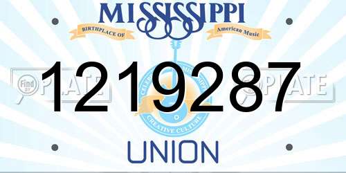 1219287 Mississippi License Plate