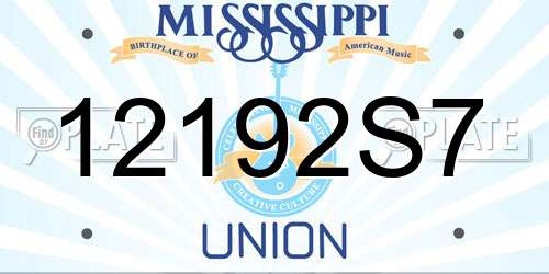 12192S7 Mississippi License Plate