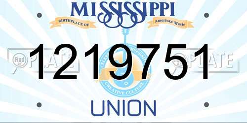 1219751 Mississippi License Plate