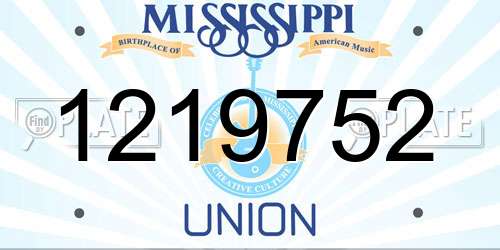 1219752 Mississippi License Plate