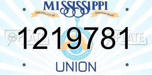 1219781 Mississippi License Plate